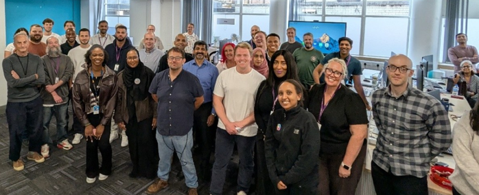 Image showing the DDaT team at our AI hackathon event.[
