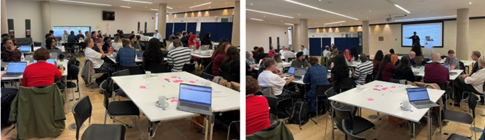 Two images of the room at the DDaT away day.