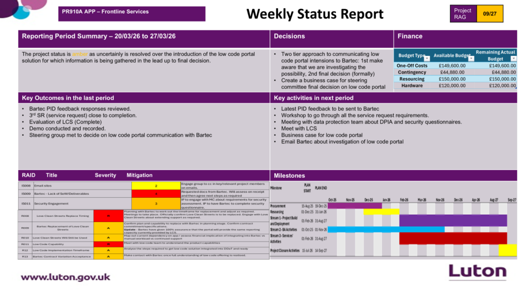 Frontline services data