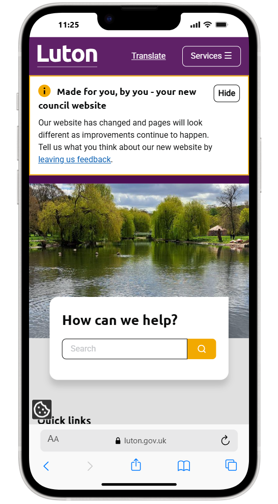 How the new website looks on a mobile