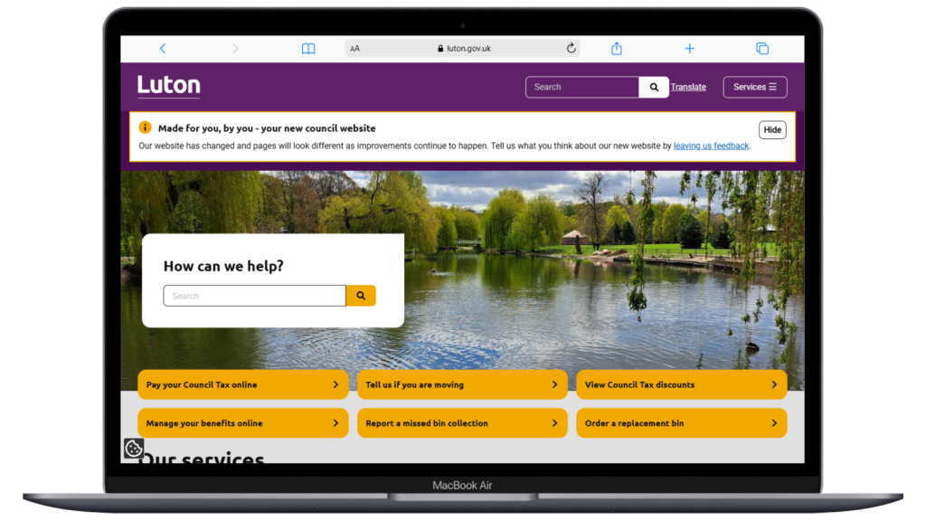 Image of new Luton.gov.uk website