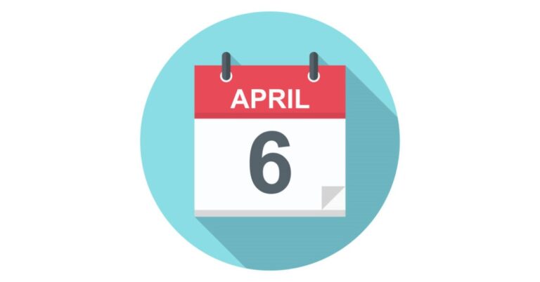 Image with a calendar page showing the date 6 April.