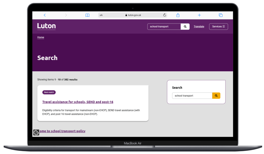 An example of best bet feature using Solr search API