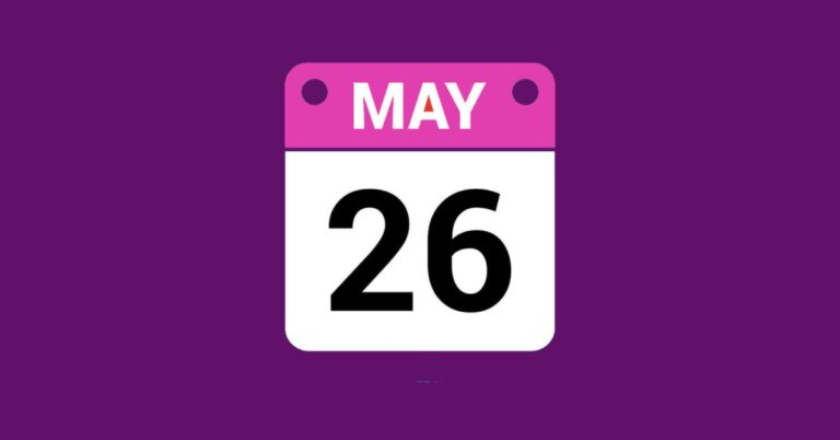 Shows date pf 26 May