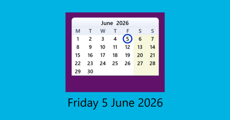 Image showing date of 5 June 2026