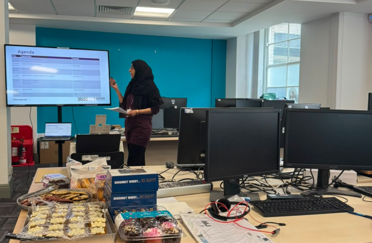 Photo our Luton DDaT Director presenting to the team at our Quarterly Connect session.